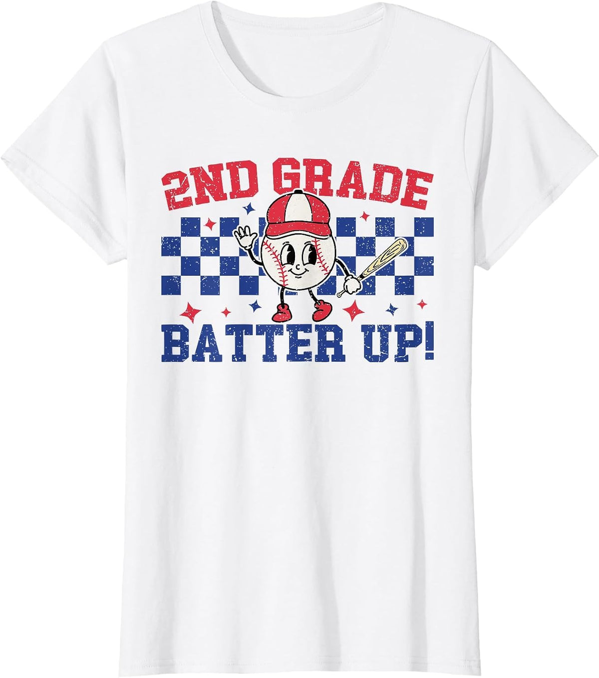 2nd Grade Batter Up Back to School Baseball Teacher Kids T-Shirt - White