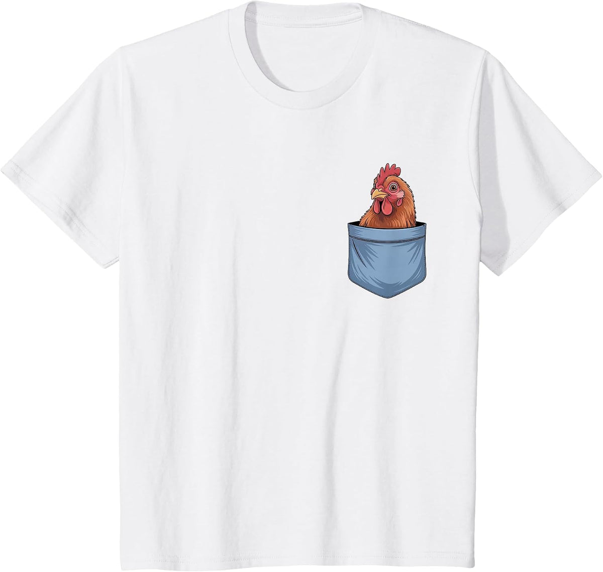 Cute Pocket Chicken Farm Animal Lovers T-Shirt - White