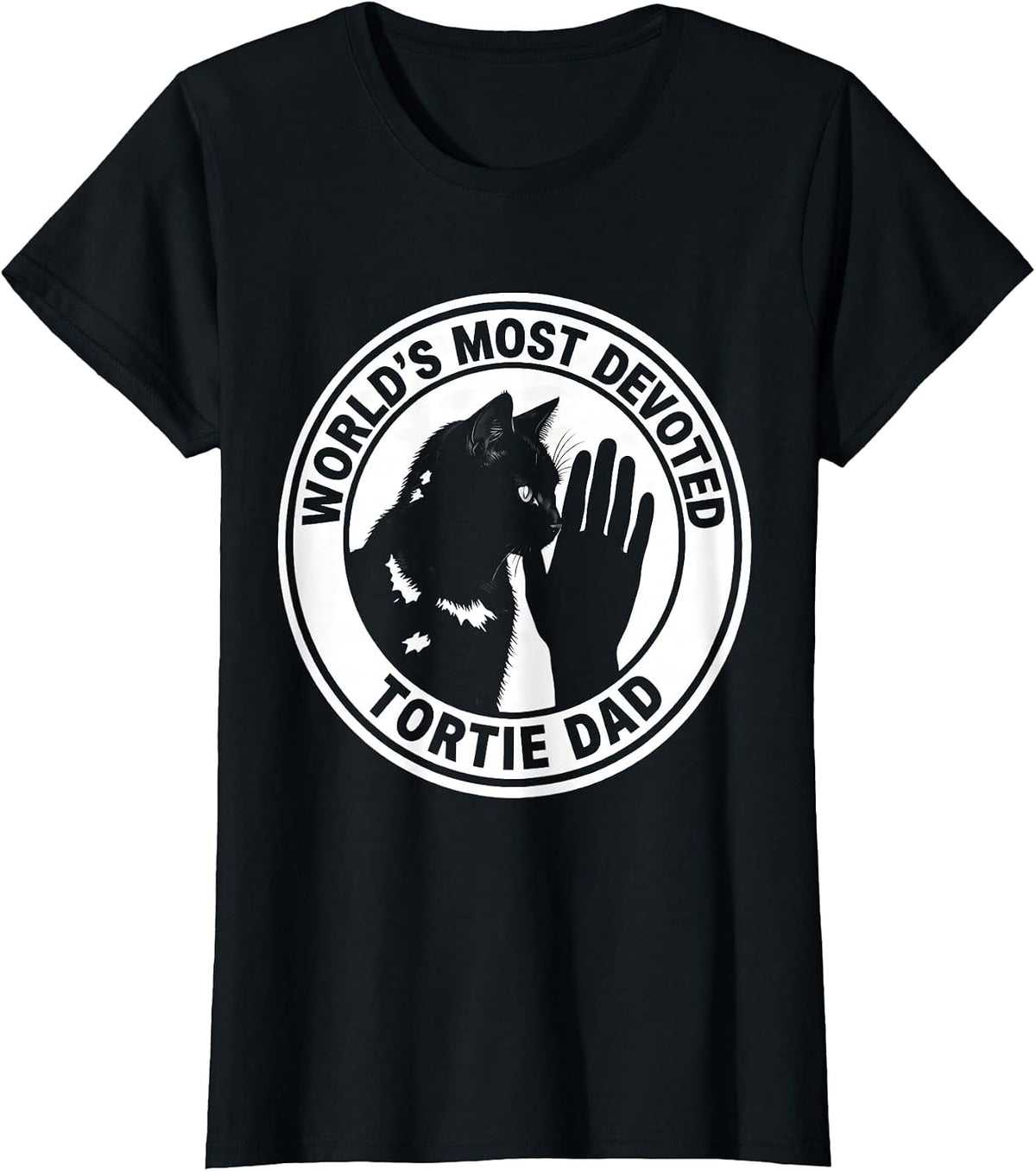 World's Most Devoted Tortie Dad Funny Tortoiseshell Cat T-Shirt - Black
