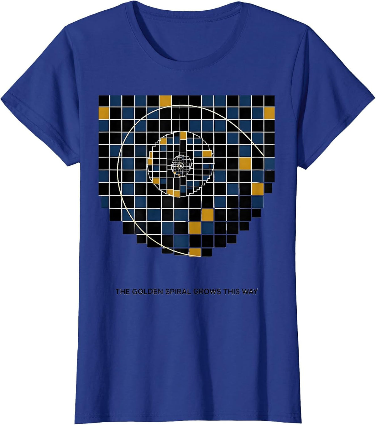Women's The Golden Spiral Grows This Way Geometric Math Sacred T-Shirt - Royal Blue