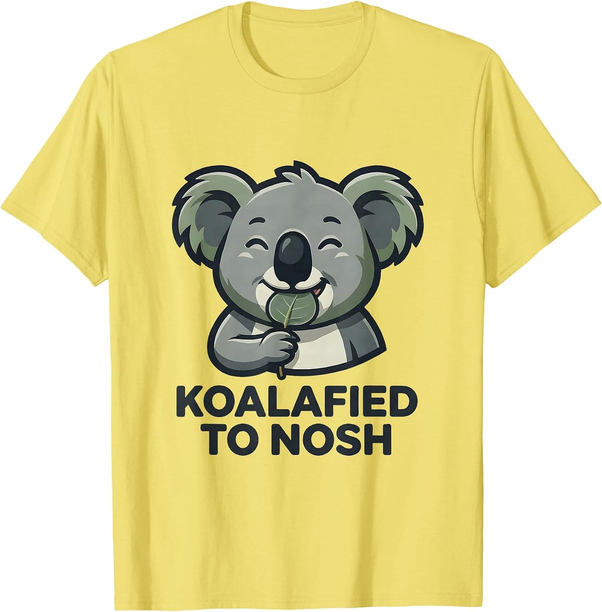 Men's Koalafied To Nosh Funny Koala Animal Lover Pun Humor T-Shirt - Lemon Yellow