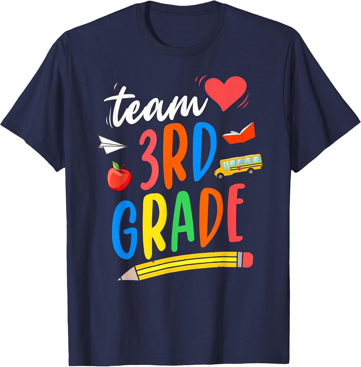 Team 3rd Grade Teacher Student First Day Back to School T-Shirt - Navy Blue