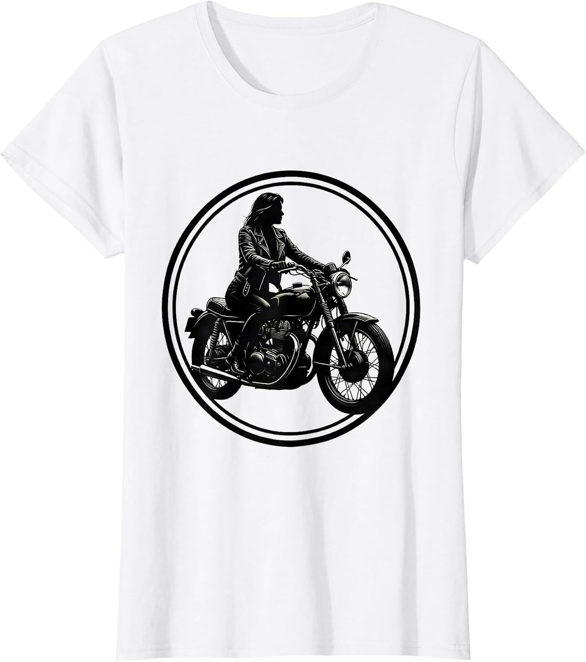 Vintage Motorcycle Rider Leather Jacket Graphic T-Shirt - White