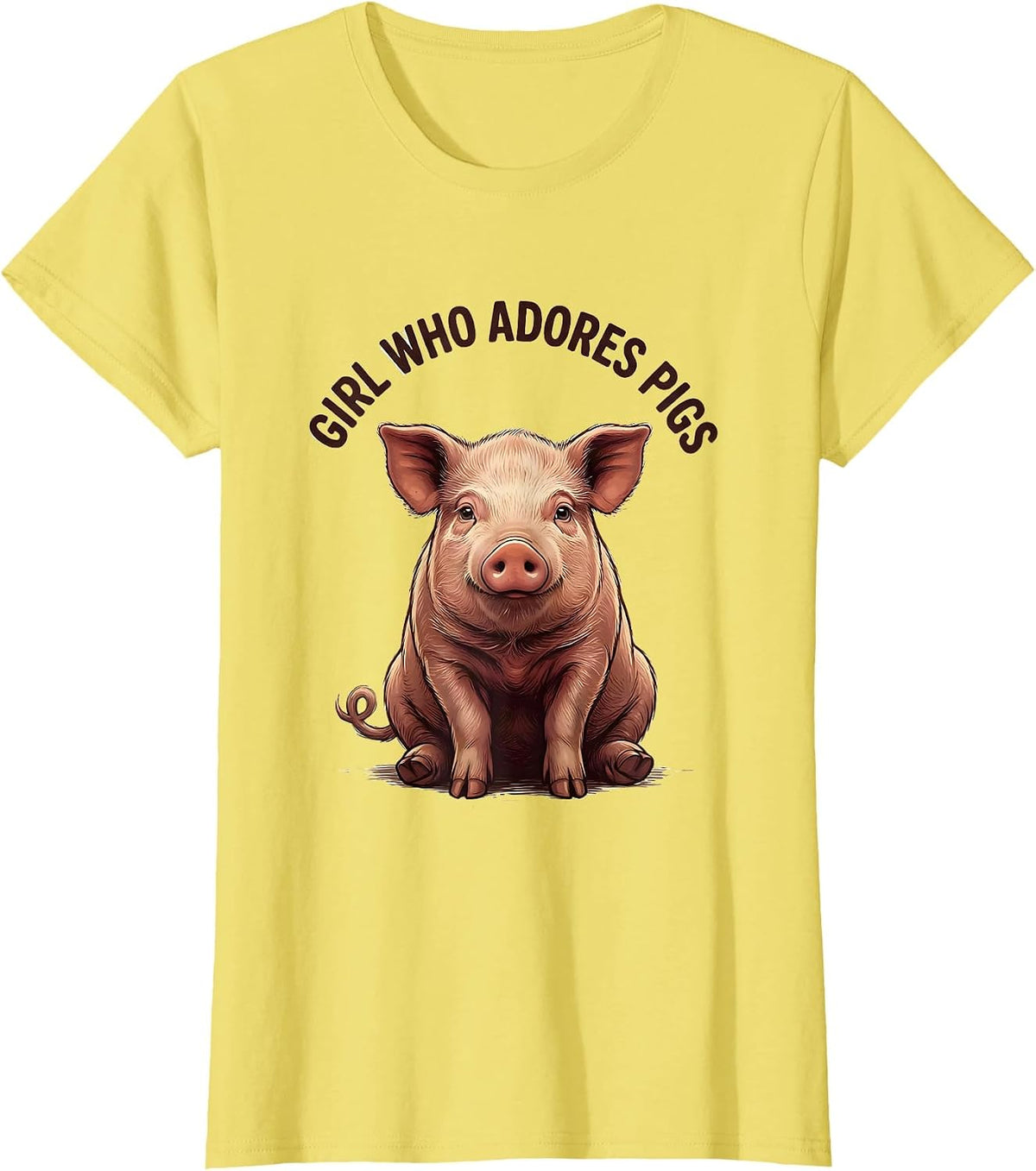 Girl Who Adores Pigs Funny Farm Animal Lover Pig Owner T-Shirt - Lemon Yellow