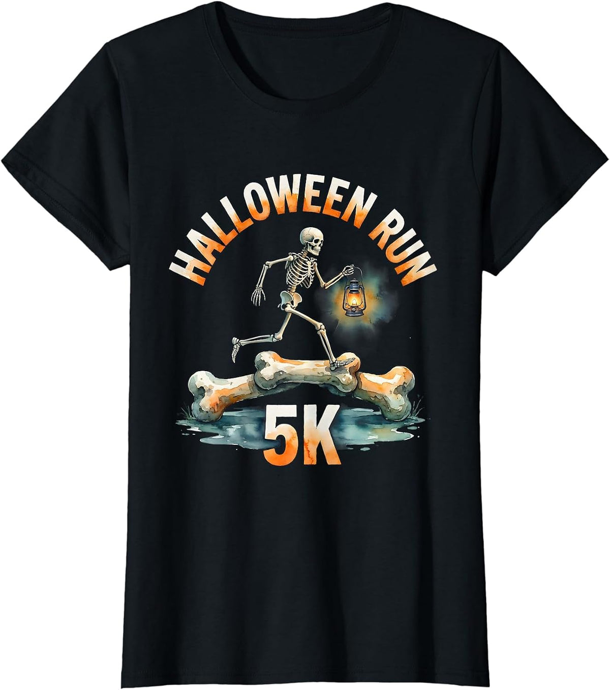 Halloween Run 5K Funny Skeleton Runner Halloween 5K Matching T-Shirt - Black