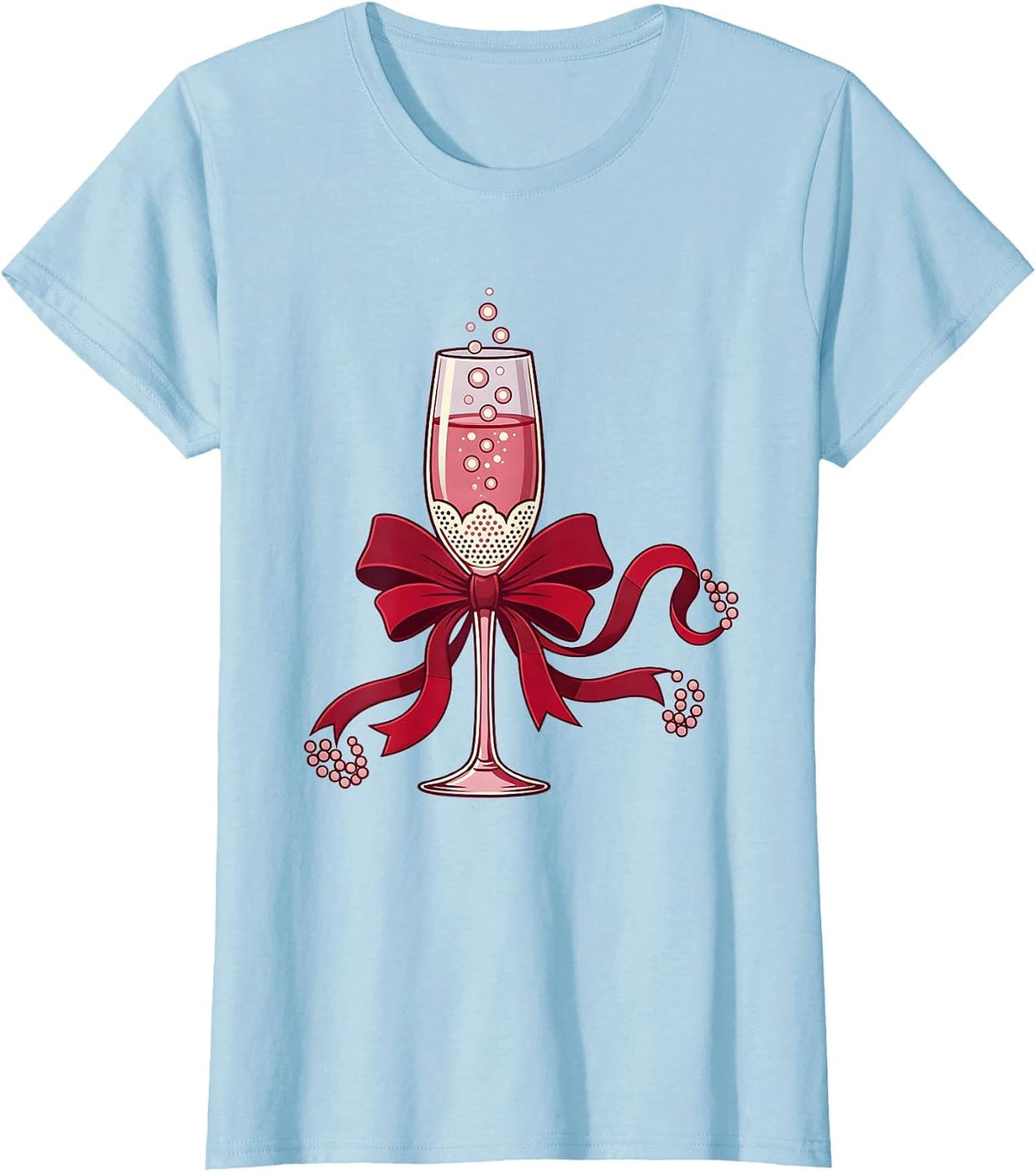 Gigi Chic Champagne Celebration Graphic T-Shirt - Baby Blue