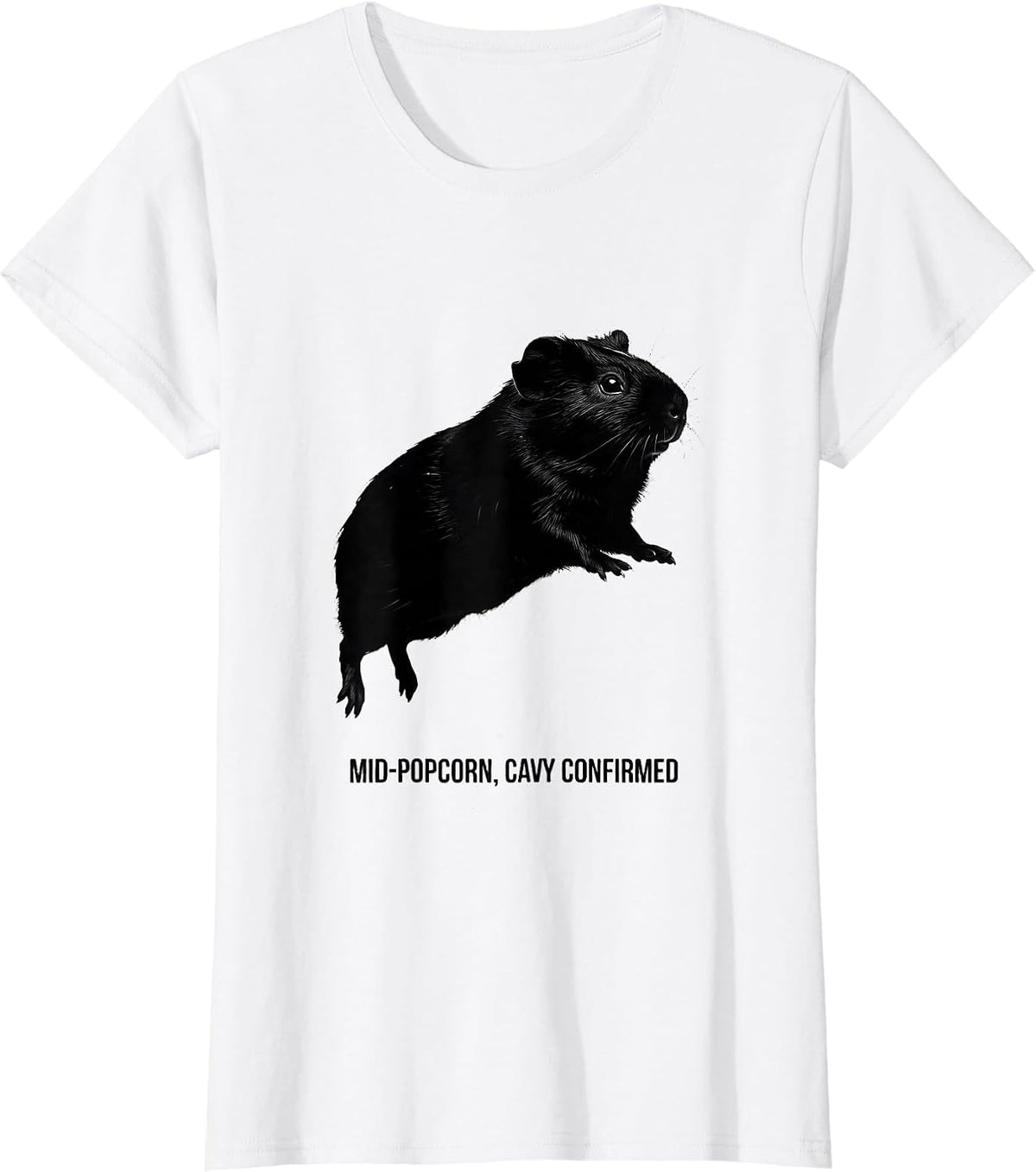 Women's Mid-Popcorn, Cavy Confirmed Funny Pig Lover Humor T-Shirt - White