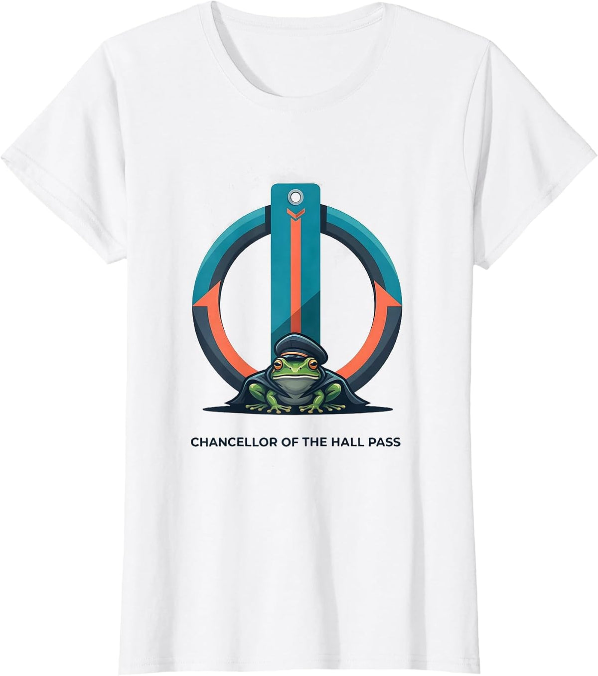 Women's Chancellor of the Hall Pass Funny Frog Teacher Back T-Shirt - White