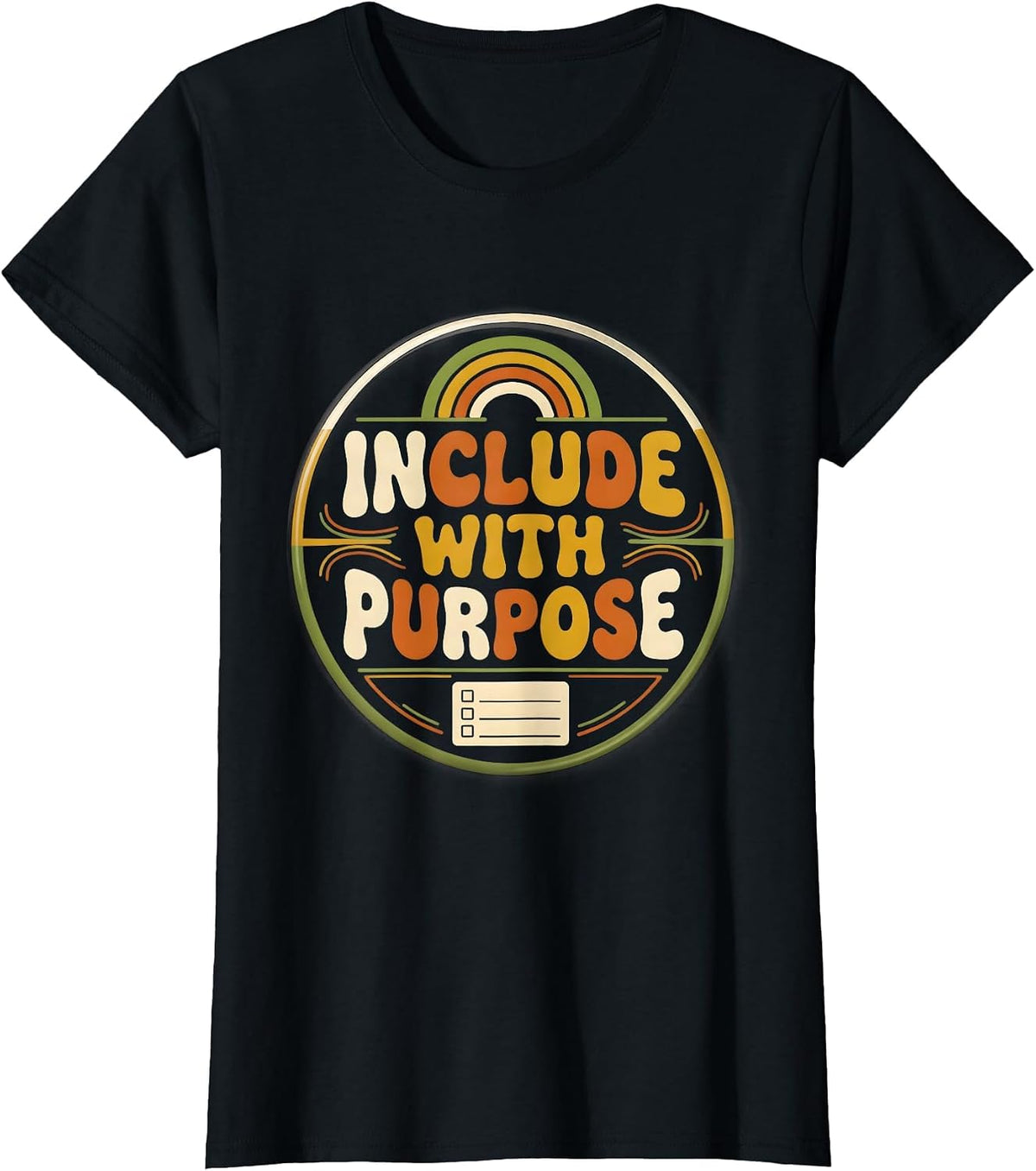 Women's Include With Purpose Retro Autism Inclusion Special T-Shirt - Black