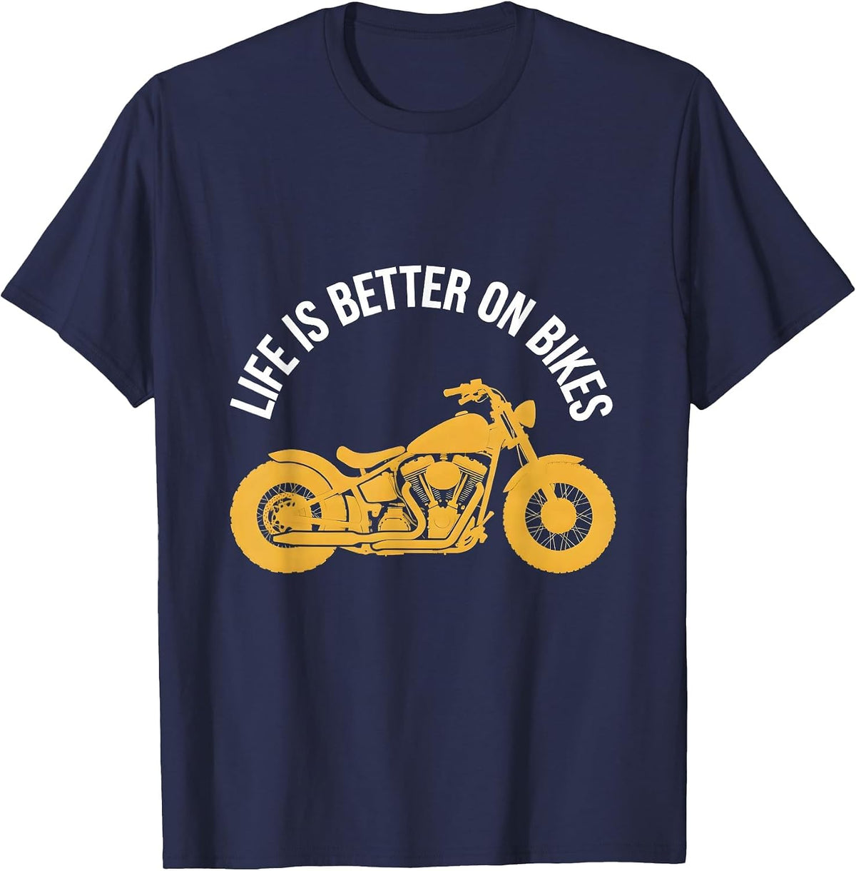 Men's Life Is Better On Bikes Motorcycle Design T-Shirt - Navy Blue