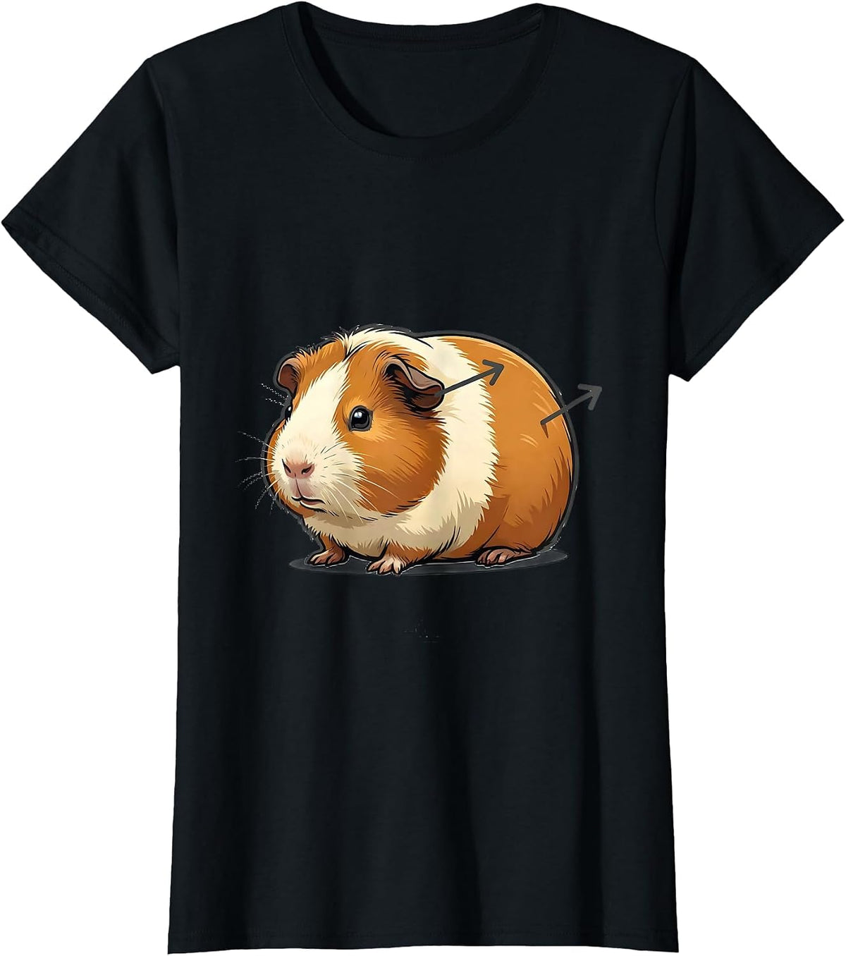Women's Cartoon Guinea Pig Specimen Display Pet Lover Humor T-Shirt - Black
