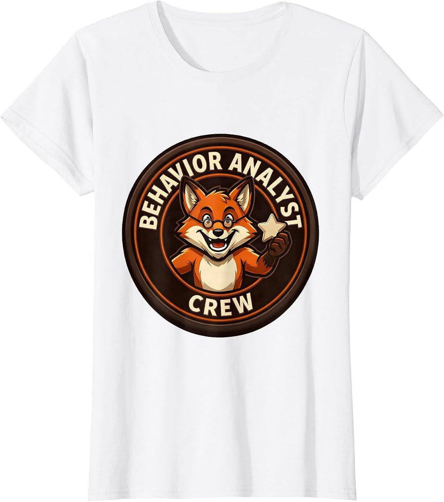 Women's Behavior Analyst Crew Retro Humor ABA Therapist RBT T-Shirt - White