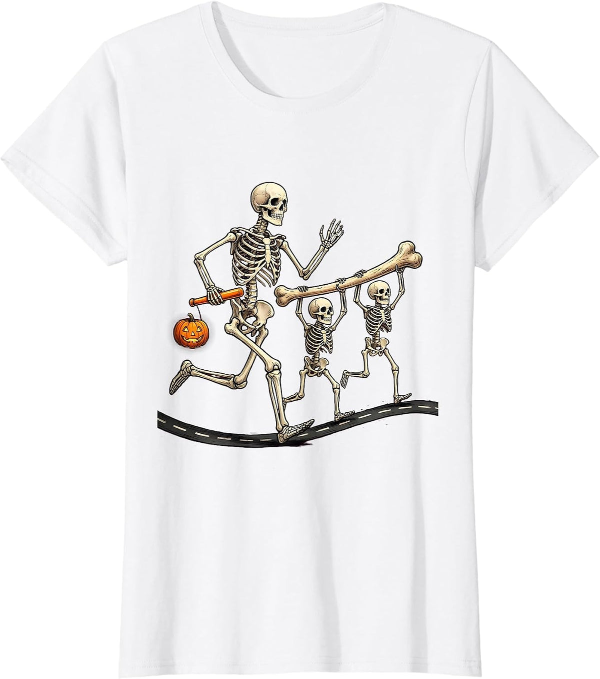 Skeleton Runners Relay Halloween 5K Fun Run T-Shirt - White
