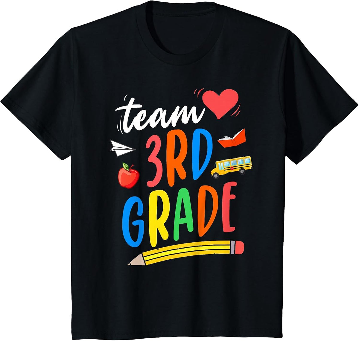 Team 3rd Grade Teacher Student First Day Back to School T-Shirt - Black