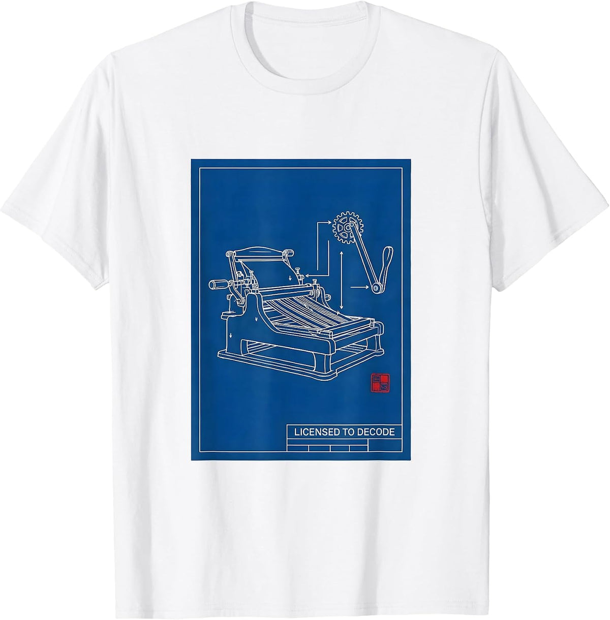 Men's Licensed To Decode Technical Blueprint Dyslexia Teacher T-Shirt - White