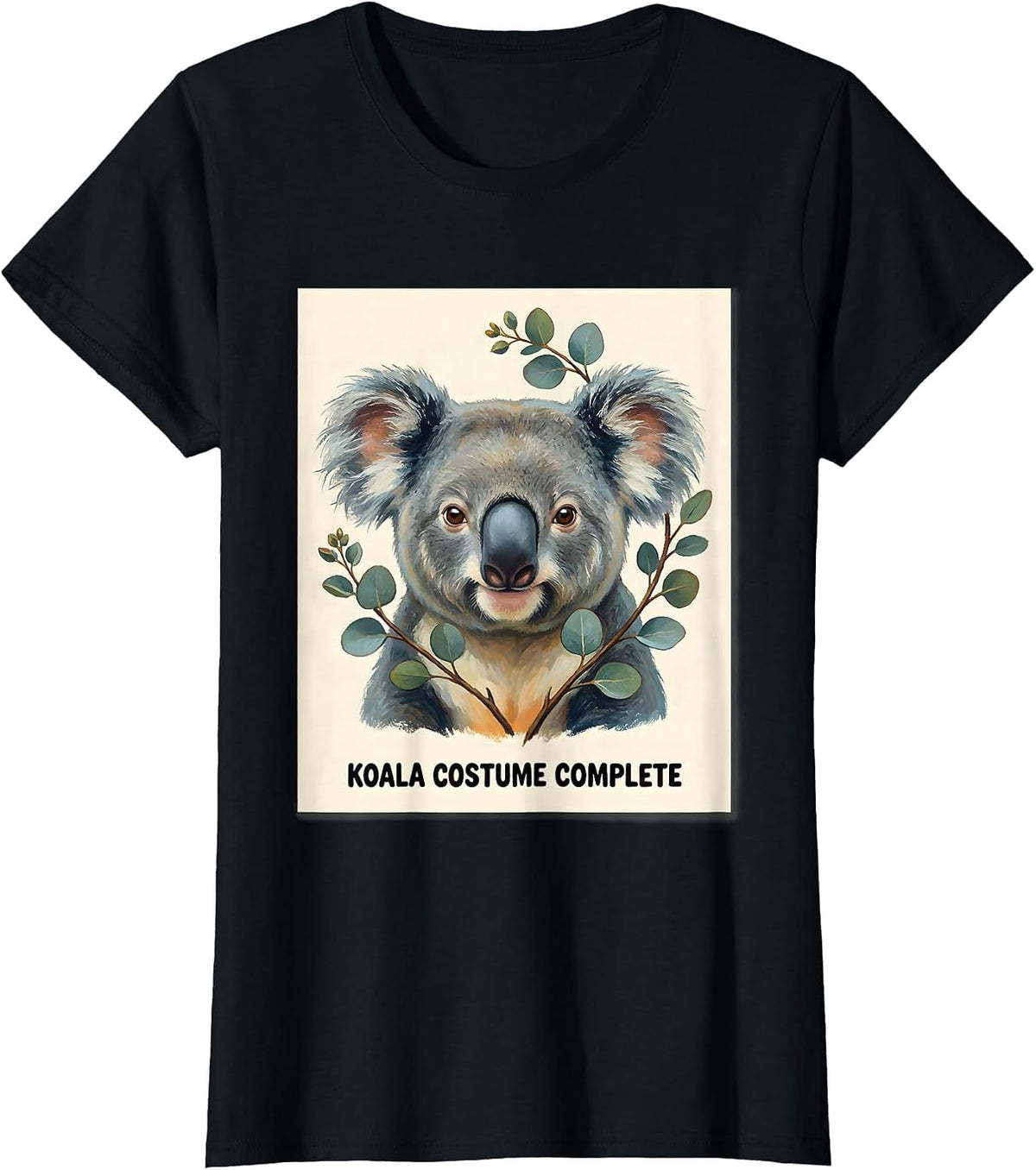 Women's Koala Costume Complete Cute Kawaii Animal Lover Pun Humor T-Shirt - Black