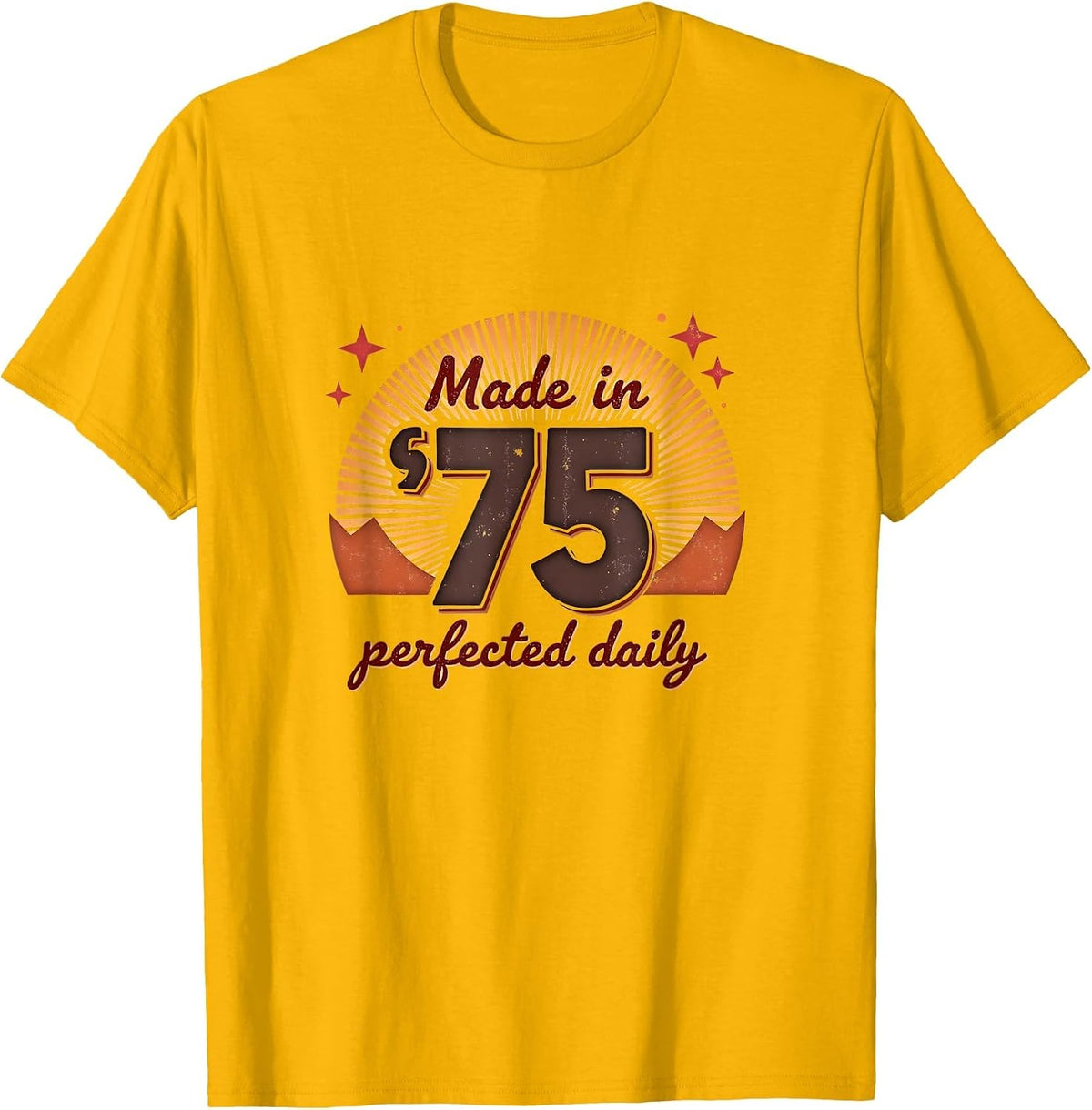 Made in '75 Perfected Daily Vintage Design T-Shirt - Golden Yellow