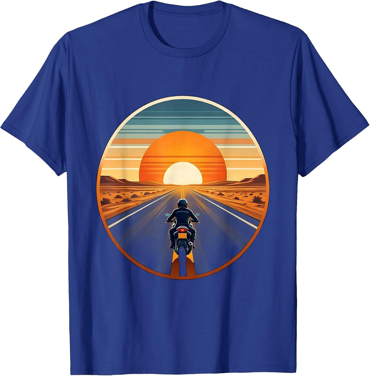 Men's Open Road Motorcycle Freedom Rider Graphic T-Shirt - Royal Blue