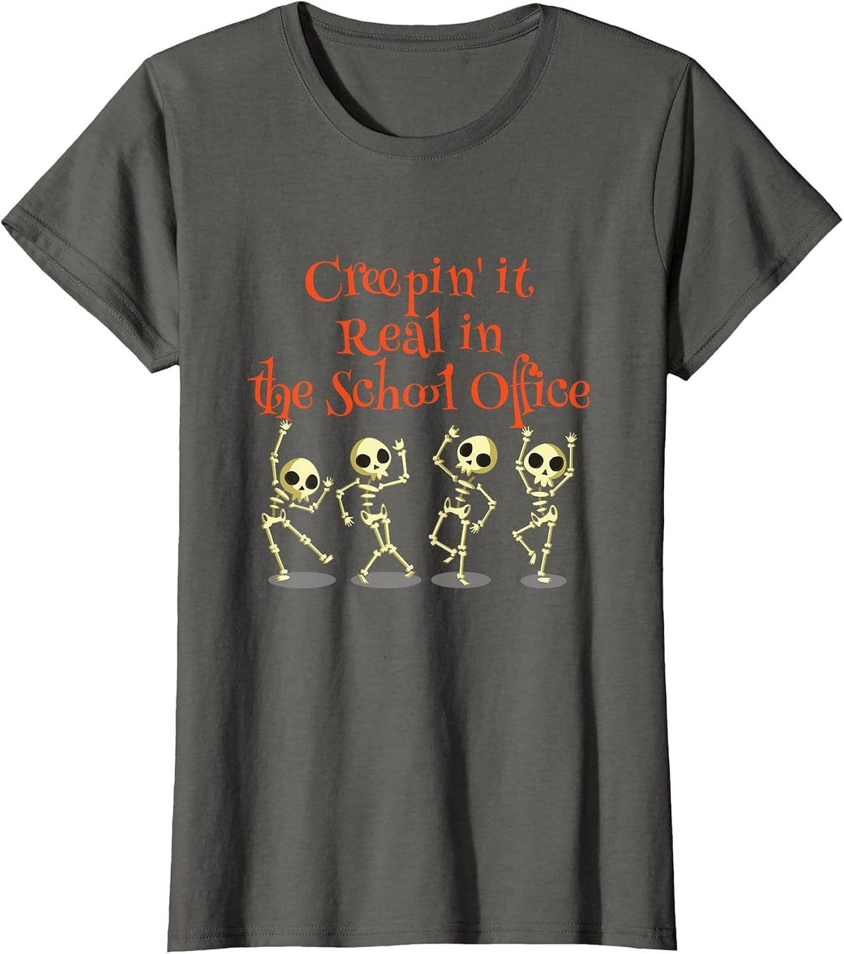 School Office Clerk Creepin' it Real Halloween Teacher Shirt T-Shirt - Asphalt Grey