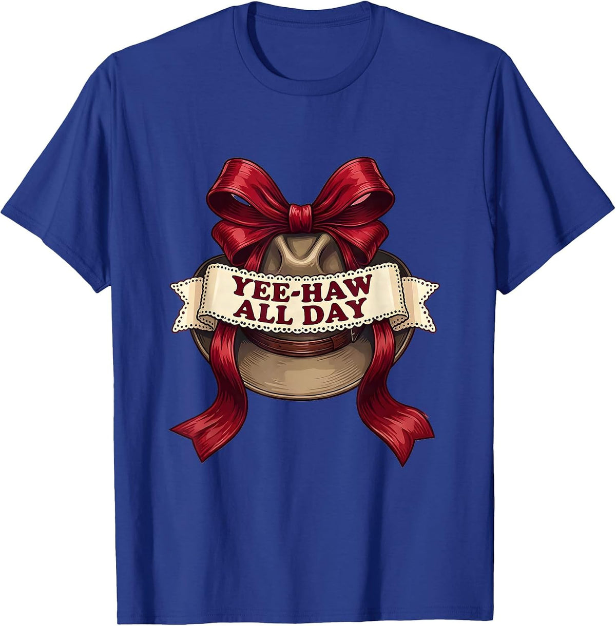 Men's Yee-Haw All Day Western Cowboy Design T-Shirt - Royal Blue