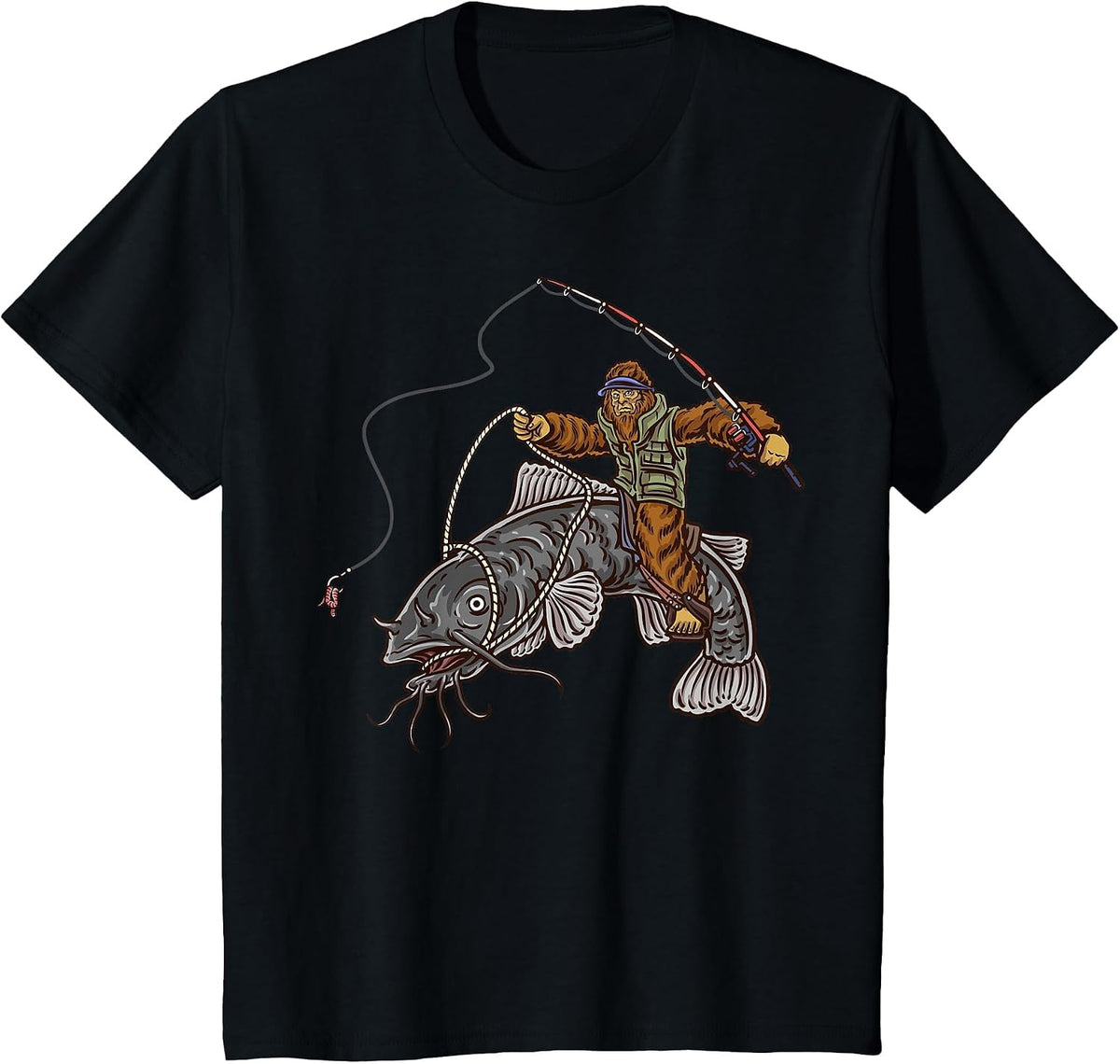 Catfishing Bigfoot Hunting Catfishermen T-Shirt - Black