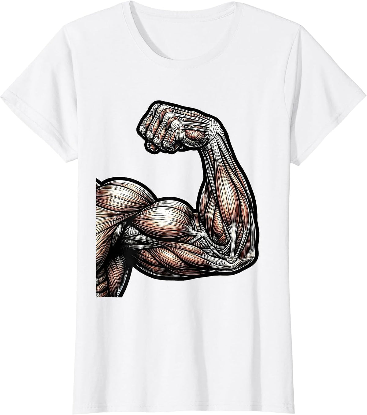 Physical Therapy Strong Arm Muscle Anatomy Art T-Shirt - White