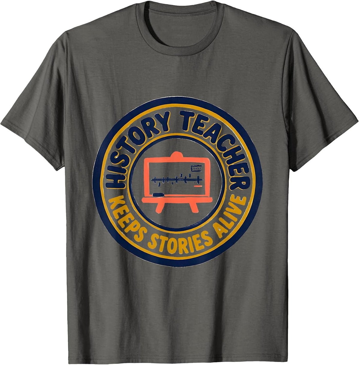 History Teacher Keeps Stories Alive Screenprint Teacher T-Shirt - Asphalt Grey