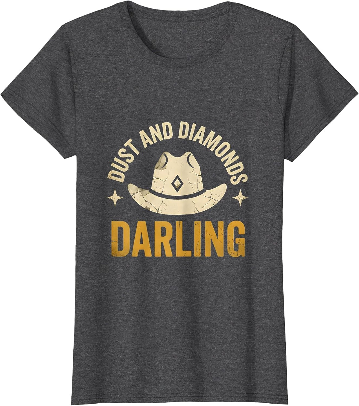 Women's Dust and Diamonds Darling Girls Western Design T-Shirt - Dark Heather Grey