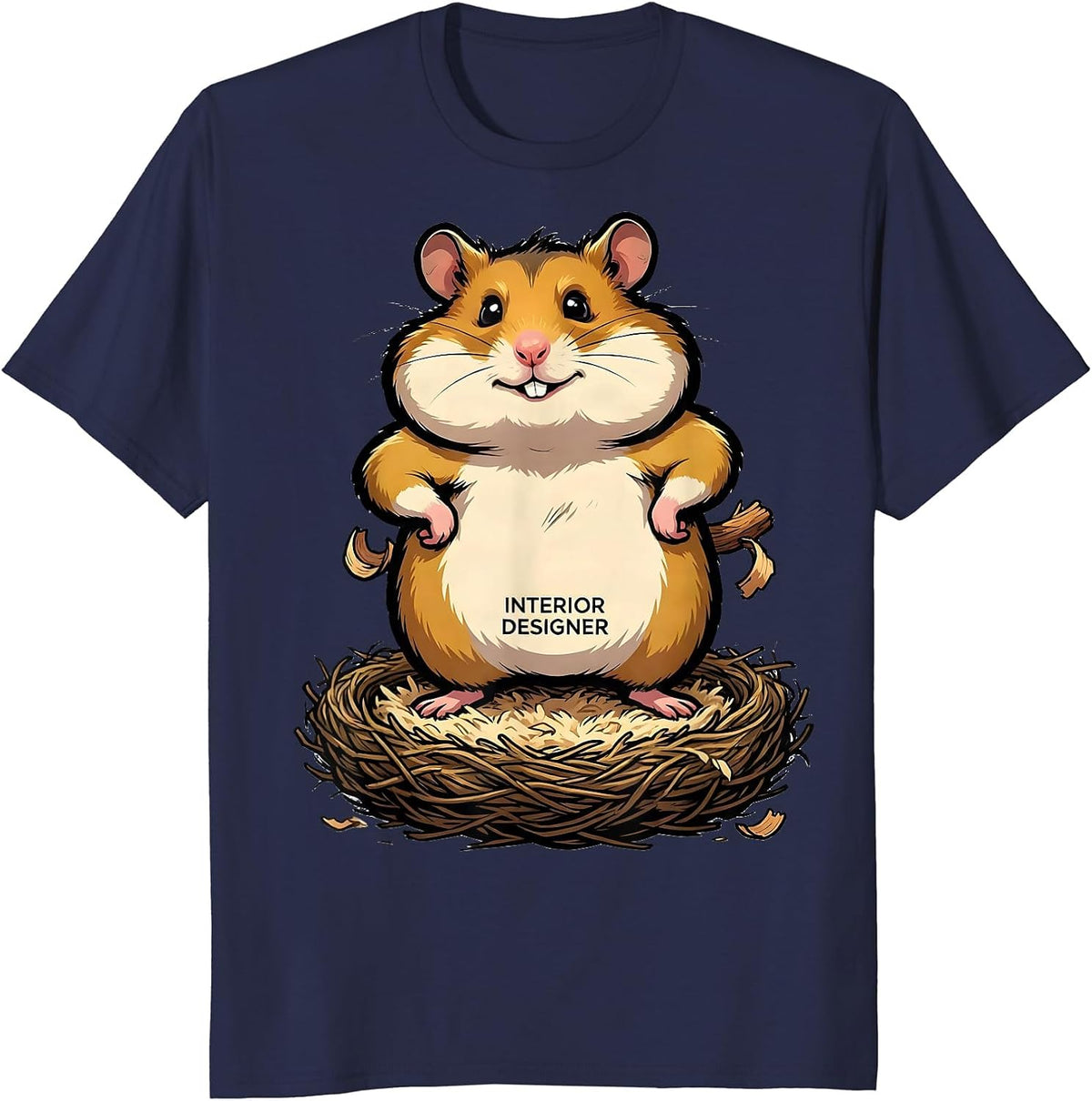 Interior Designer Funny Hamster Meme Cartoon Hamster Lover T-Shirt - Navy Blue