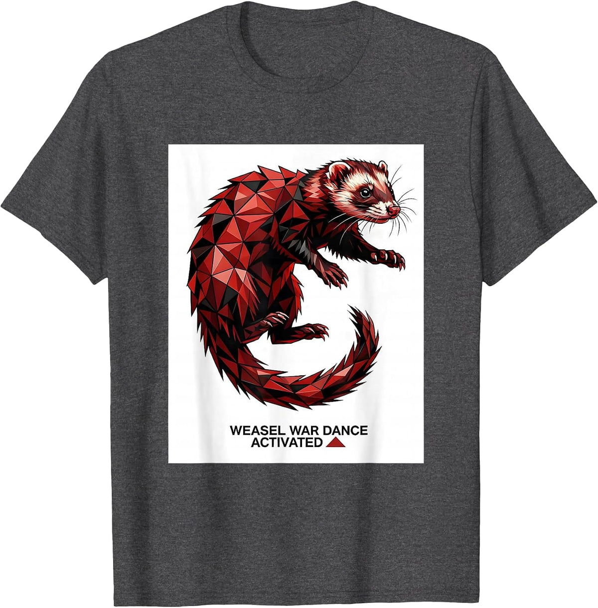 Men's Weasel War Dance Activated Funny Ferret Lover Gift Christmas T-Shirt - Dark Heather Grey