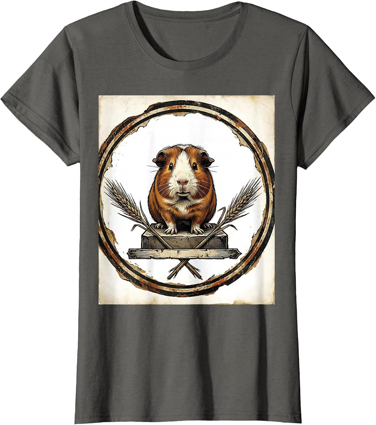 Women's Guinea Pig Vintage Pet Lover Funny Animal Humor T-Shirt - Asphalt Grey