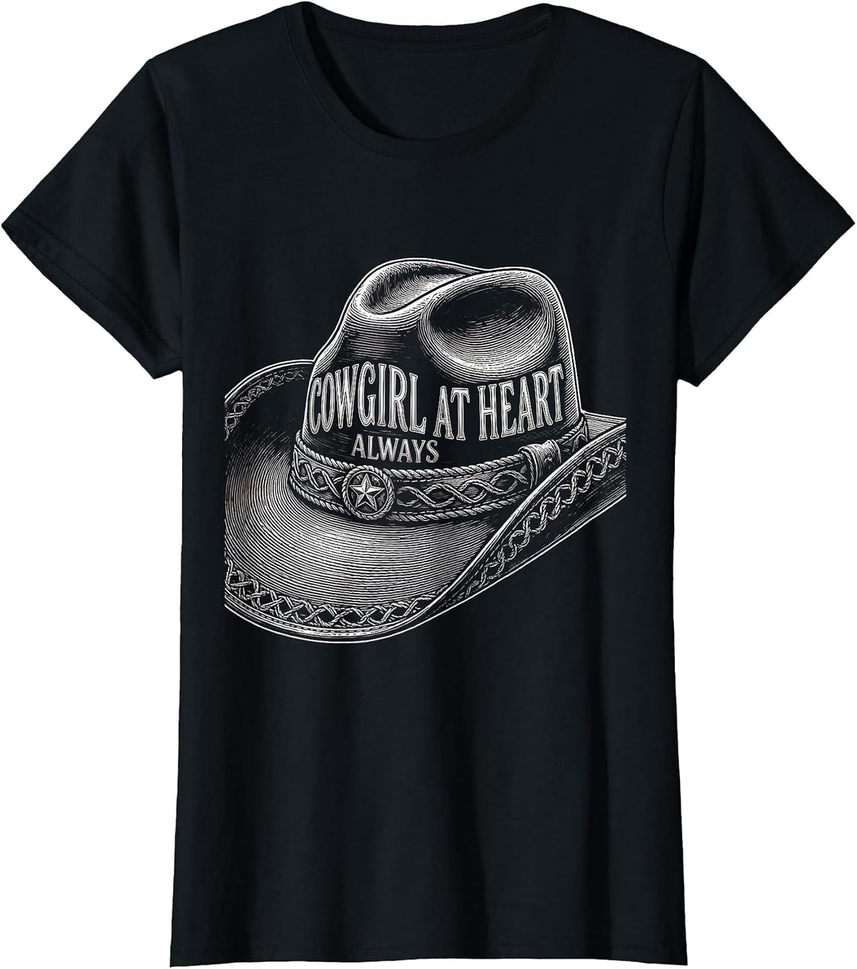 Women's Cowgirl At Heart Always Western Women Design T-Shirt - Black