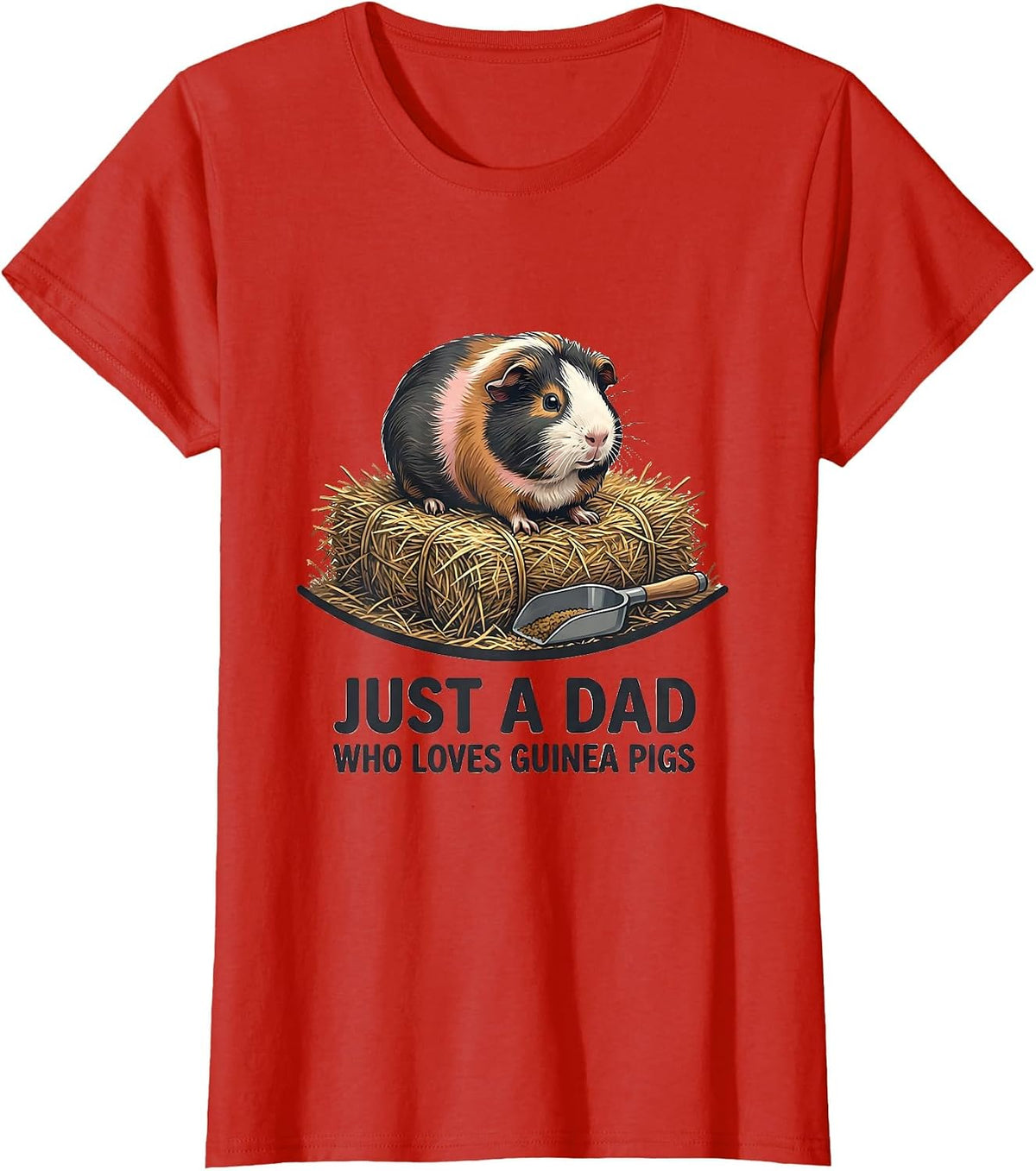 Just A Dad Who Loves Guinea Pigs Funny Pet Lover Humor T-Shirt - Red