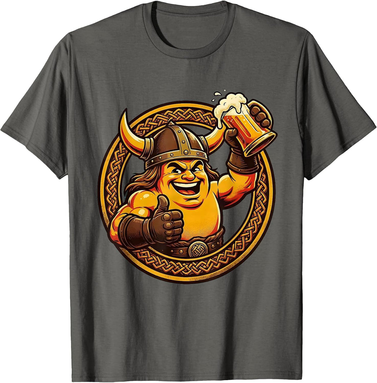 Men's Viking Warrior Beer Toast Graphic Tee T-Shirt - Asphalt Grey