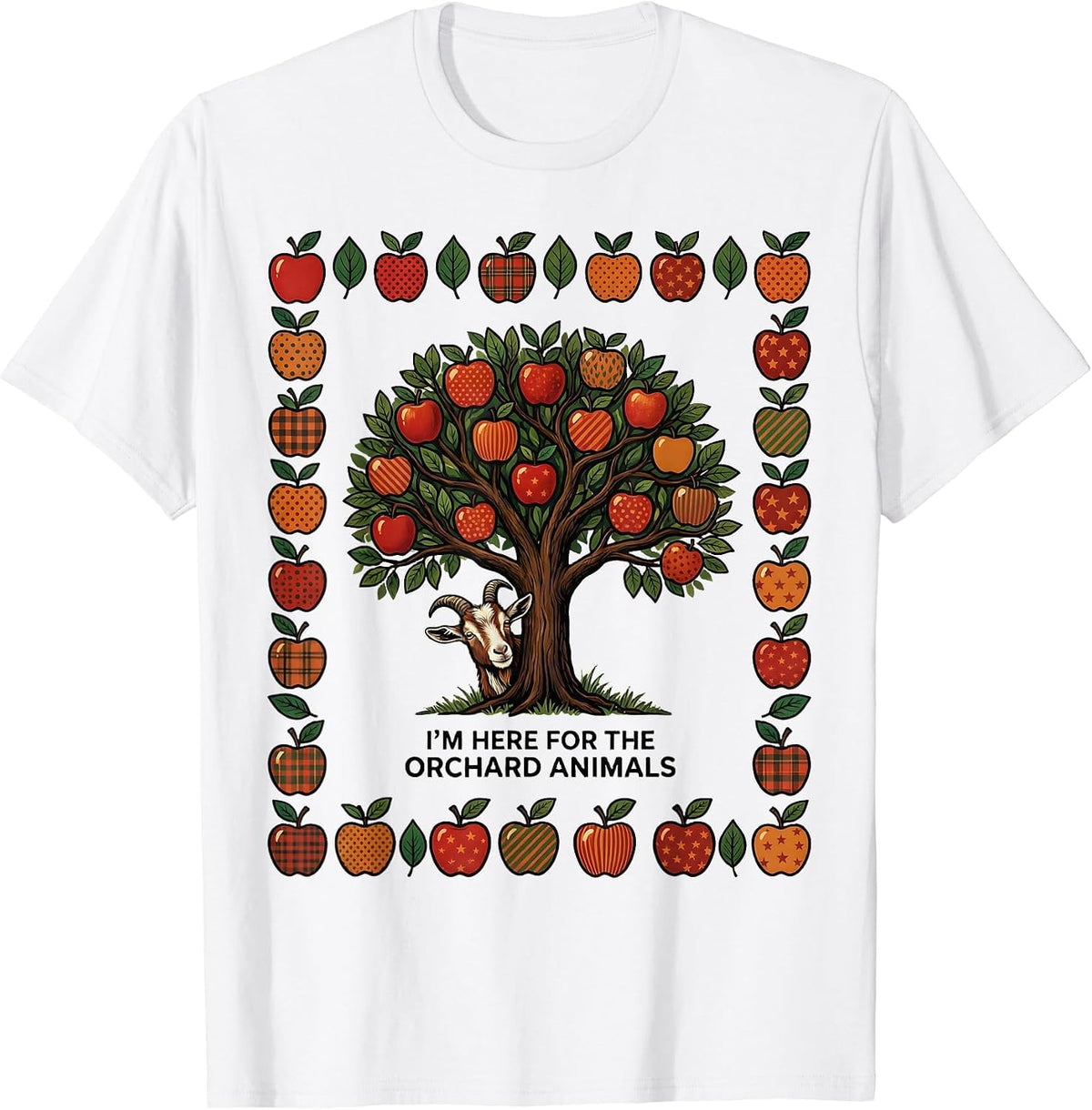 Men's I'm Here For The Orchard Animals Funny Apple Picking Family T-Shirt - White