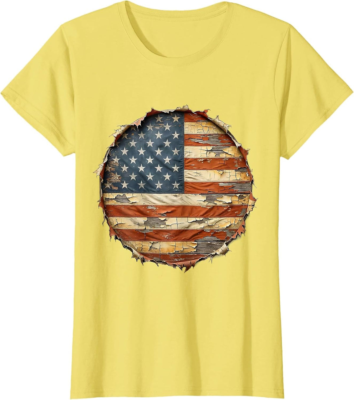 Patriotic Lumberjack American Flag Axe Design T-Shirt - Lemon Yellow