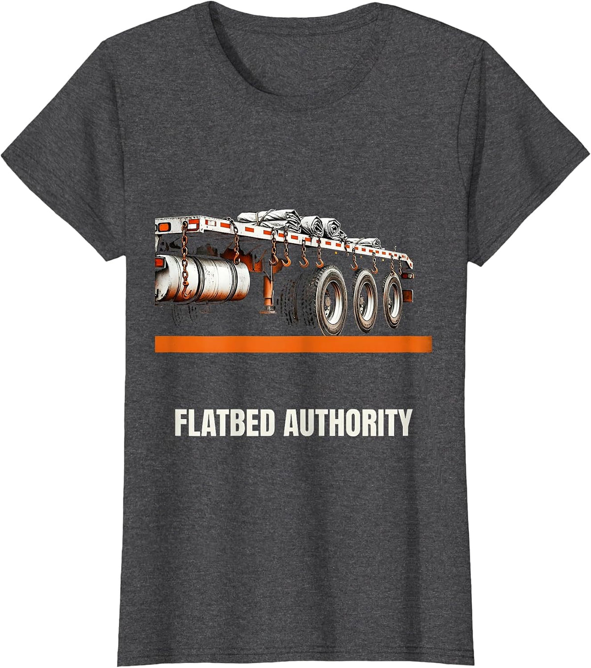 Women's Flatbed Authority Brutalist Graphic Truck Driver Humor T-Shirt - Dark Heather Grey