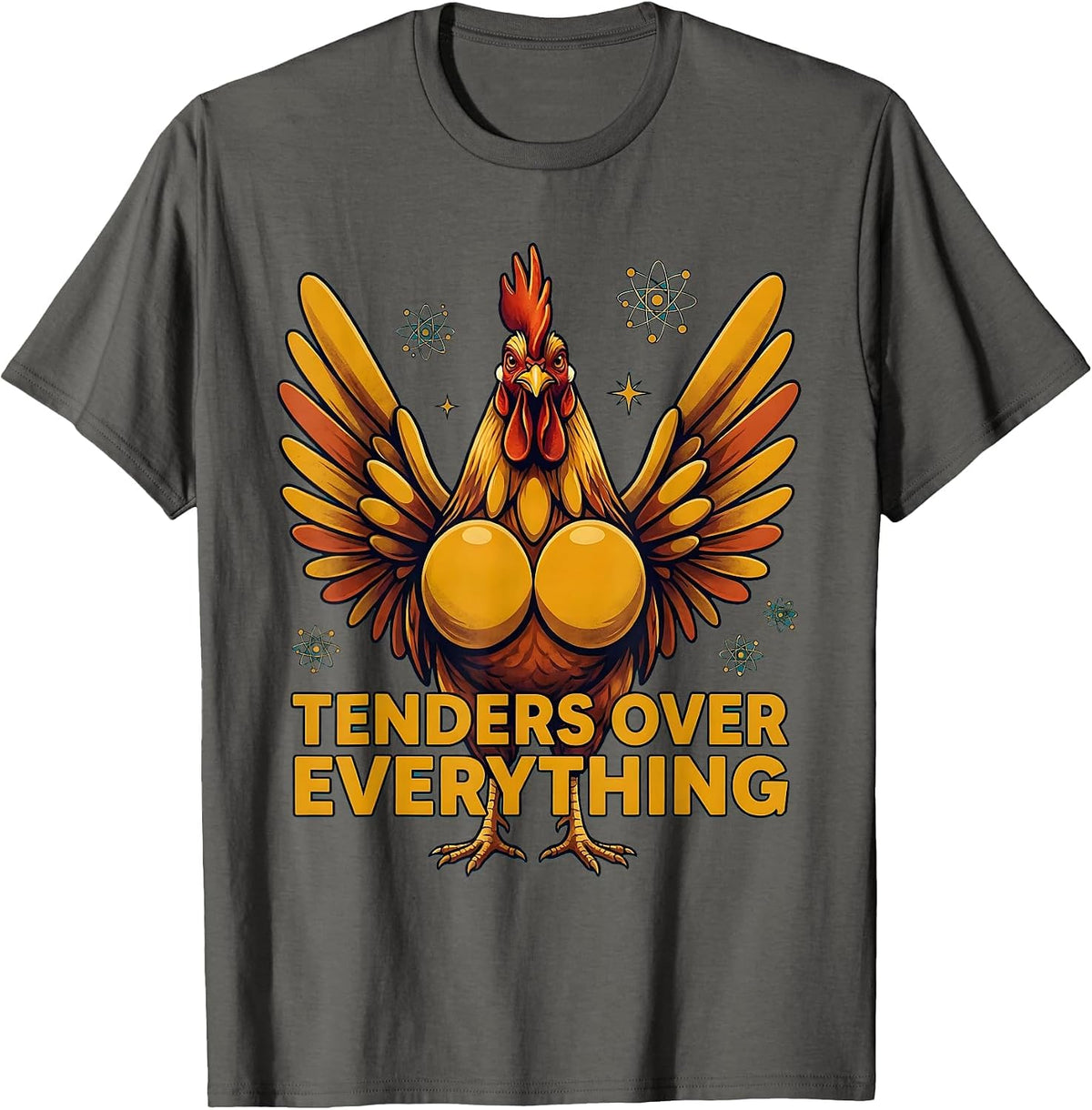 Tenders Over Everything Chicken Lover Design T-Shirt - Asphalt Grey
