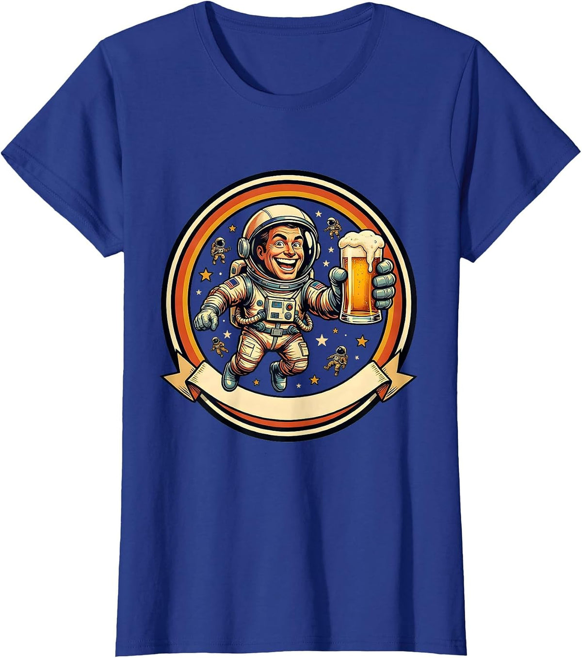 Women's Astronaut Floating With a Pint Glass Beer Design T-Shirt - Royal Blue