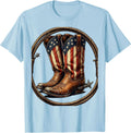 Men's Crossed Cowboy Boots Western Cowgirl Graphic T-Shirt - Baby Blue