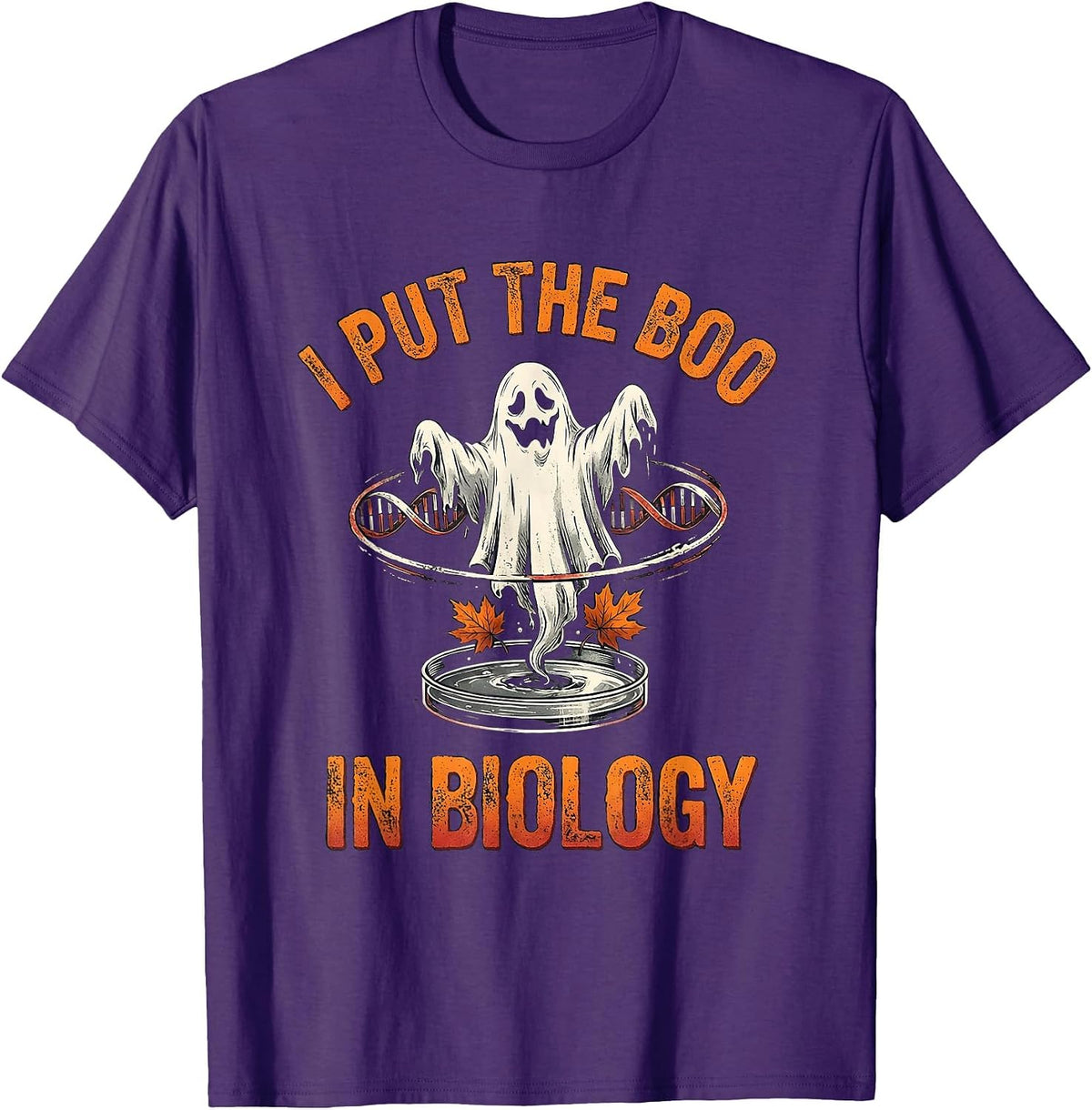 I Put The Boo In Biology Funny Science Teacher Halloween T-Shirt - Purple