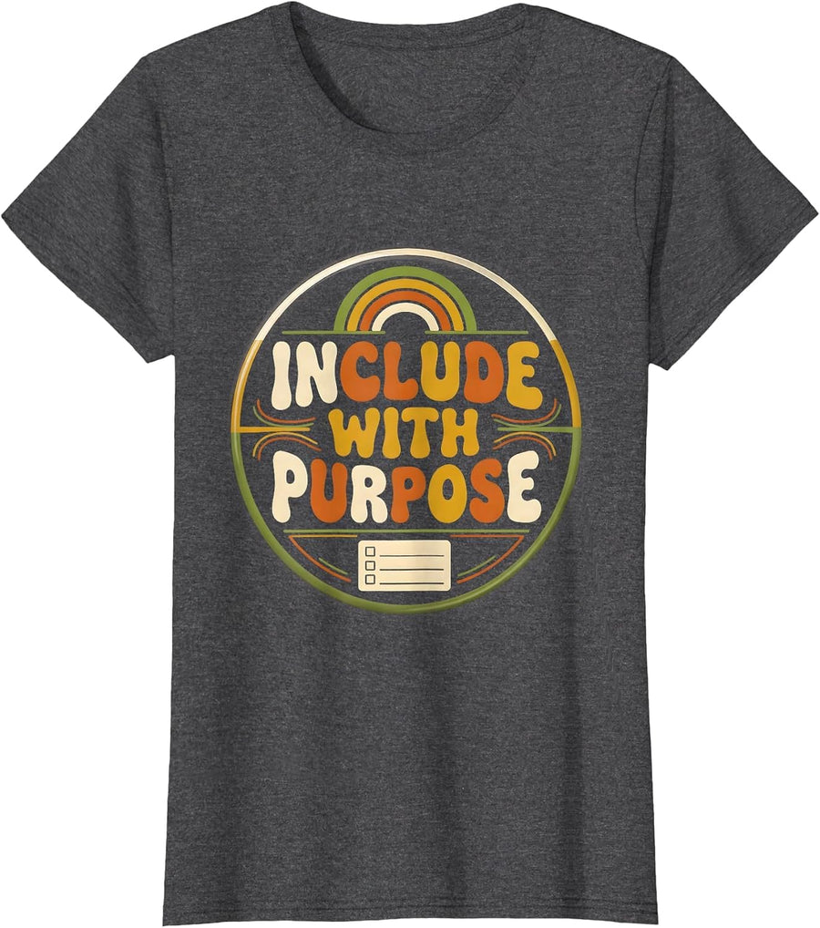 Women's Include With Purpose Retro Autism Inclusion Special T-Shirt - Dark Heather Grey