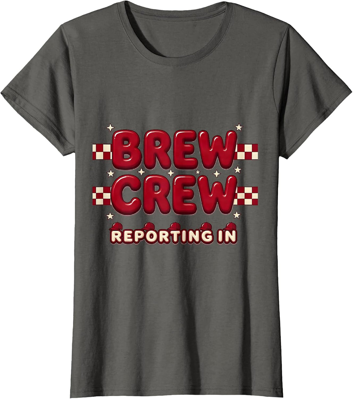 Women's Brew Crew Reporting In Oktoberfest Design T-Shirt - Asphalt Grey