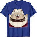 White Cowgirl Hat Star Badge Illustration T-Shirt - Royal Blue