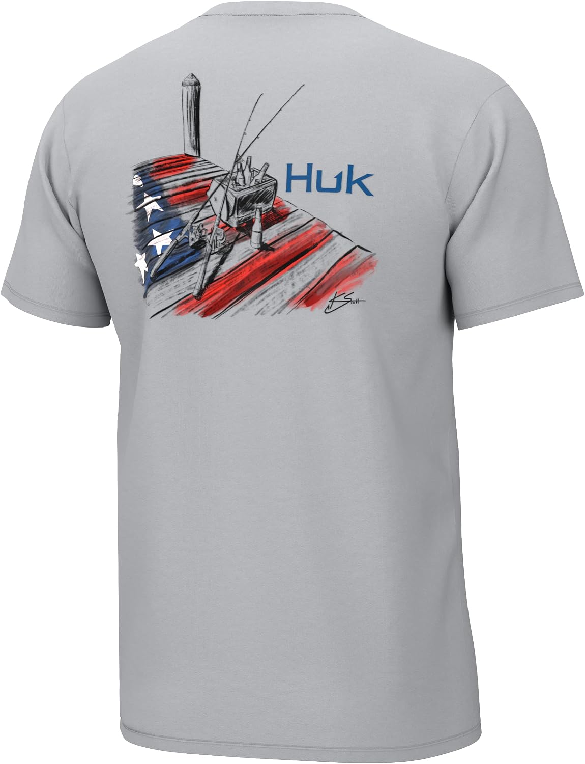 HUK Men's Kc Scott Short Sleeve Tee, Performance Fishing T-Shirt - Brew Dock - Harbor Mist