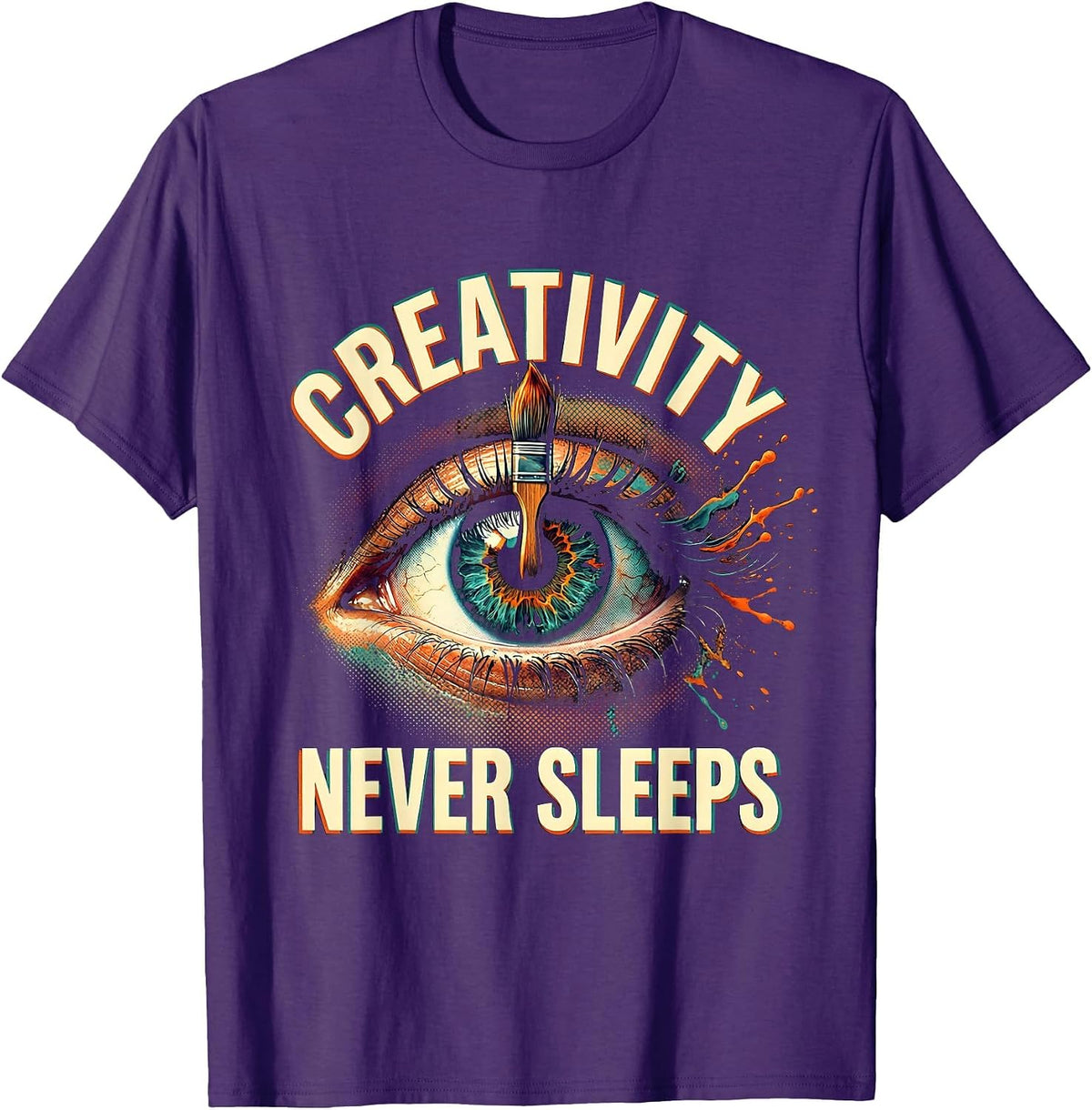 Creativity Never Sleeps Artistic Inspiration Design T-Shirt - Purple