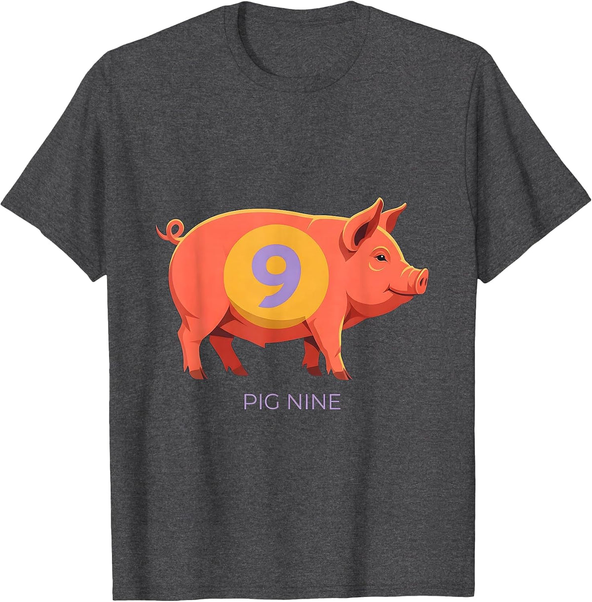 Men's Pig Nine Funny Pig Lover Novelty Humor T-Shirt - Dark Heather Grey