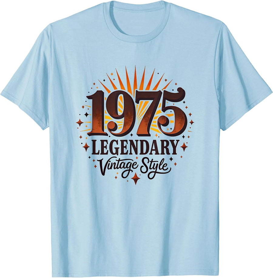 Vintage 1975 Legendary Classic Retro Design T-Shirt - Baby Blue