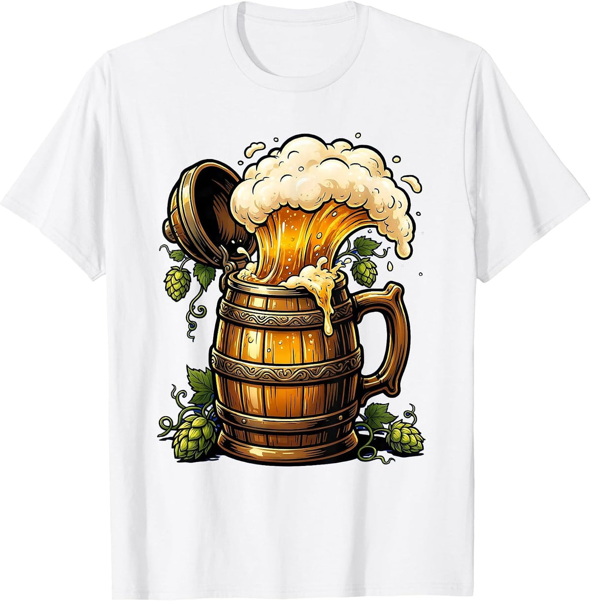 Men's Oktoberfest Overflowing Beer Stein Graphic T-Shirt - White
