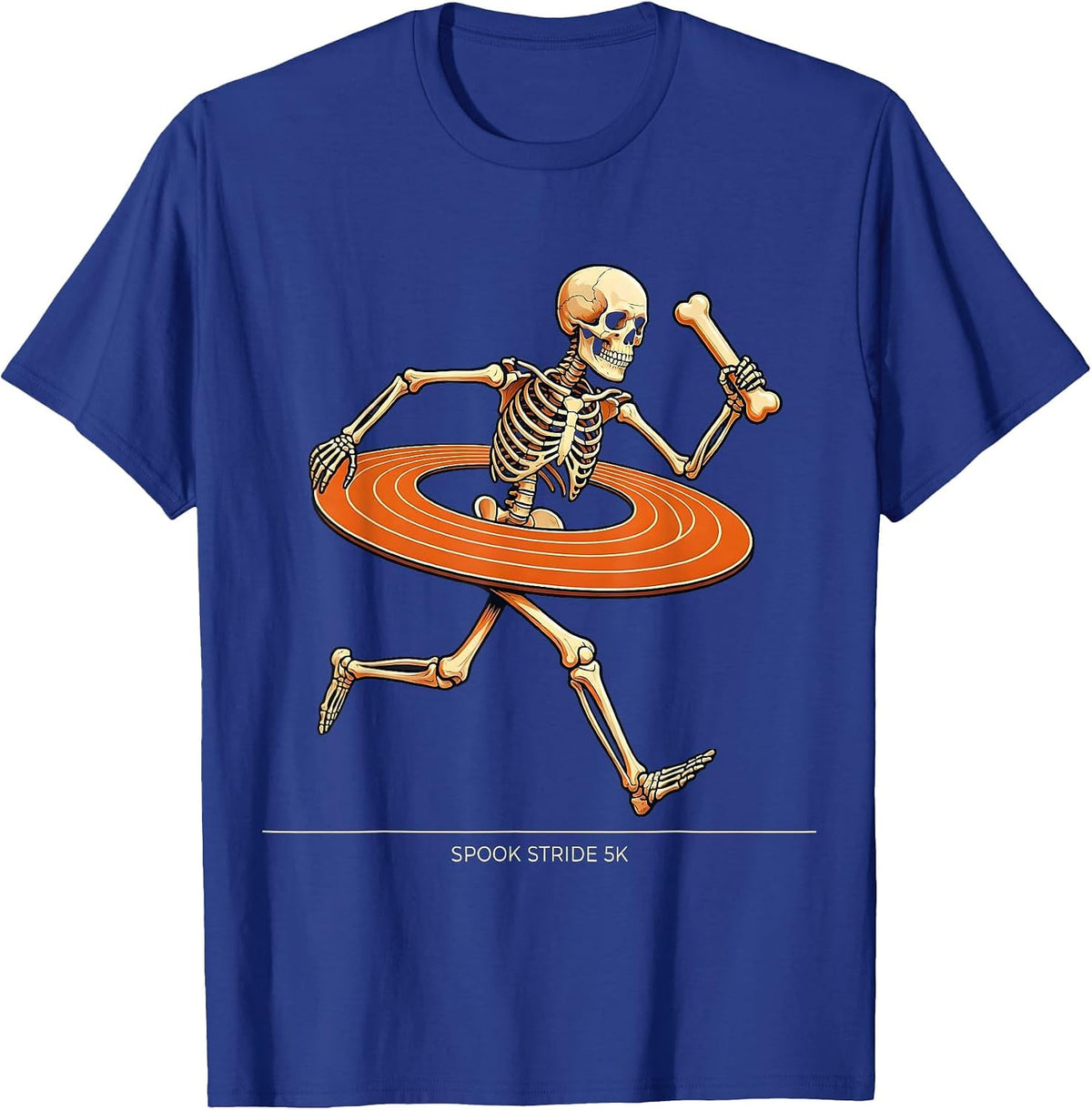 Men's Spook Stride 5K Funny Skeleton Runner Halloween Fun Run T-Shirt - Royal Blue